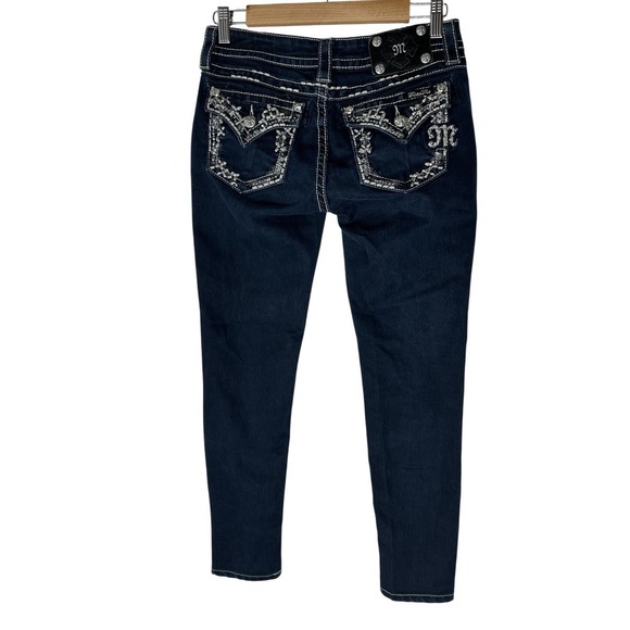 Miss Me Denim - Miss Me Skinny Jeans Women's Blue Size 26 Rhinestone Embroidered Pocket Low